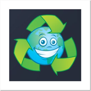 Planet Earth Recycle Cartoon Character Posters and Art